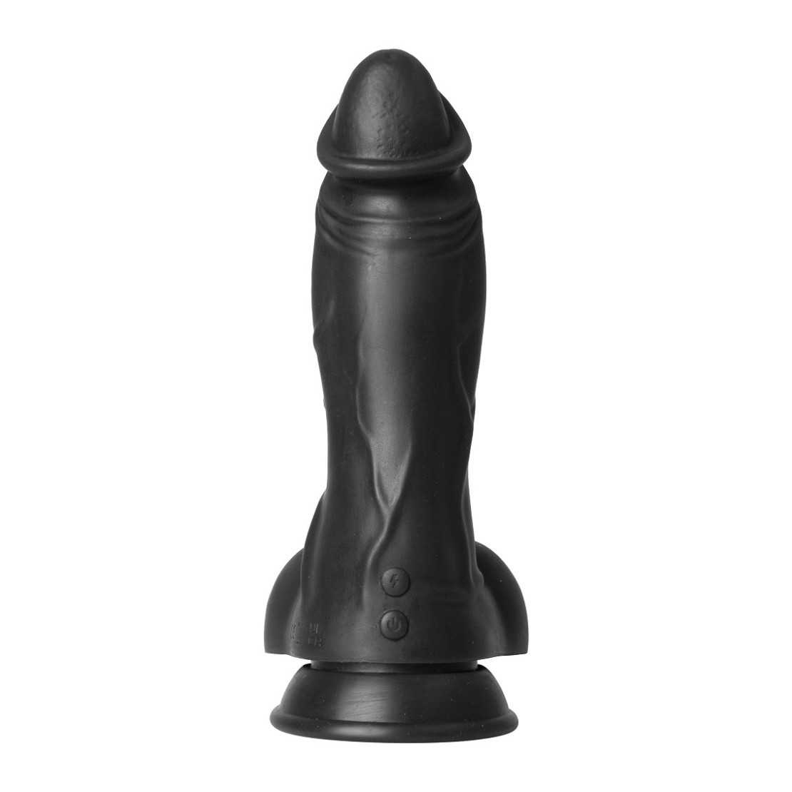 FALLO NERO VIBRANTE CON VENTOSA E TESTICOLI IN...