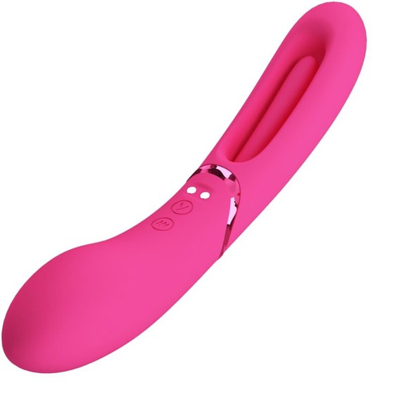 VIBRATORE DOPPIO USO VAGINALE SEX TOY CON LINGUA CHE SI MUOVE LEXIE
