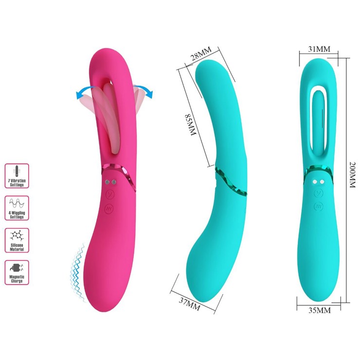 VIBRATORE DOPPIO USO VAGINALE SEX TOY CON LINGUA CHE SI...