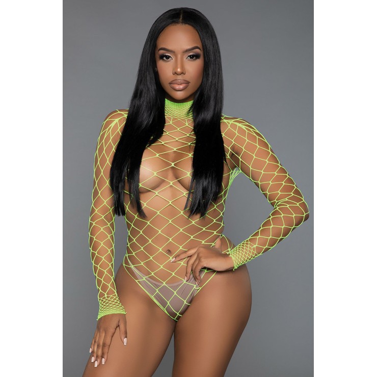 BODY SEXY A RETE PER DONNA A MANICA LUNGA VARI COLORI 2