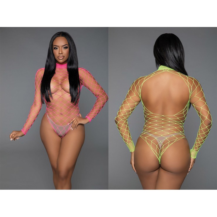 BODY SEXY A RETE PER DONNA A MANICA LUNGA VARI COLORI