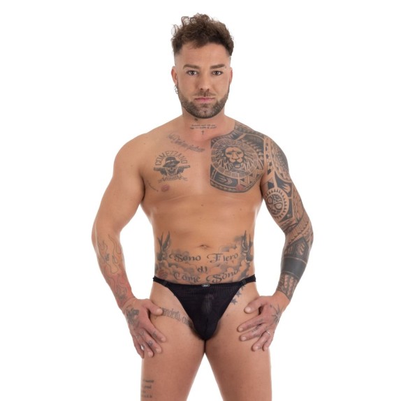 PERIZOMA SGANCIABILE PER UOMO TRASPARENTE CON RIGHE VERTICALI