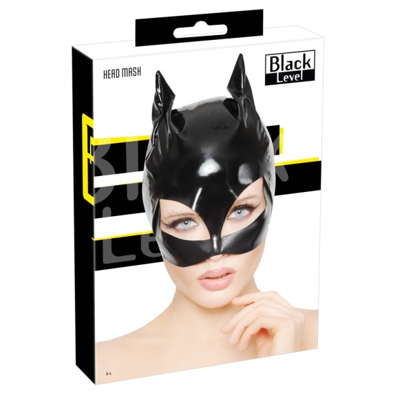 MASCHERA DA GATTA SEXY PER DONNA IN VINILE BLACK LEVEL