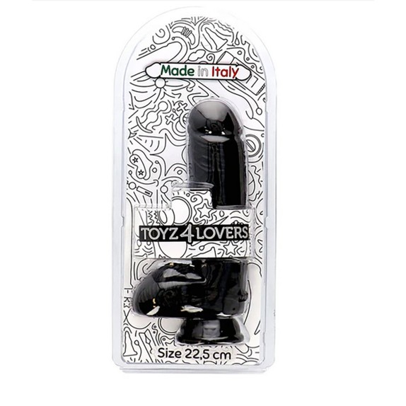 FALLO REALISTICO IN PVC CON TESTICOLI NERO O CARNE ULISSE XXL 22,5 CM