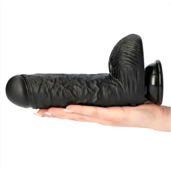 FALLO REALISTICO IN PVC CON TESTICOLI NERO O CARNE ULISSE XXL 22,5 CM