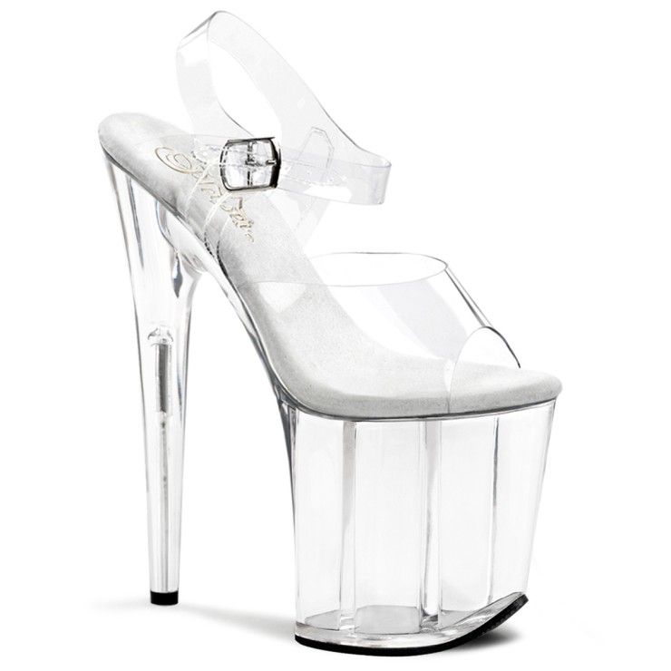 SANDALI SEXY TRASPARENTI TACCO 20 CM CON CINTURINO PLEASER