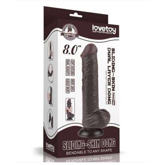 FALLO REALISTICO SEX TOY A DOPPIA DENSITA' CON PELLE SCORREVOLE 8.0"