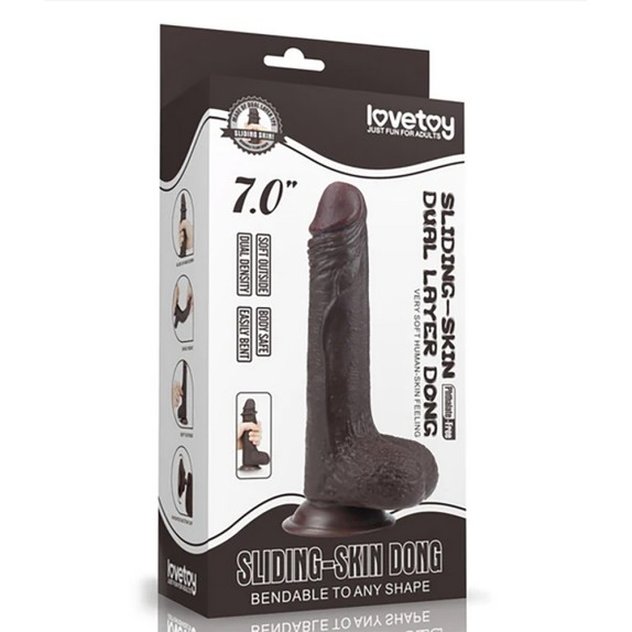 DILDO REALISTICO MARRONE A DOPPIA DENSITA' CON TESTICOLI E VENTOSA 7.0"