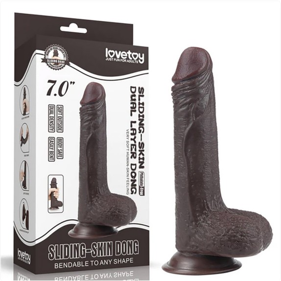 DILDO REALISTICO MARRONE A DOPPIA DENSITA' CON TESTICOLI E VENTOSA 7.0"