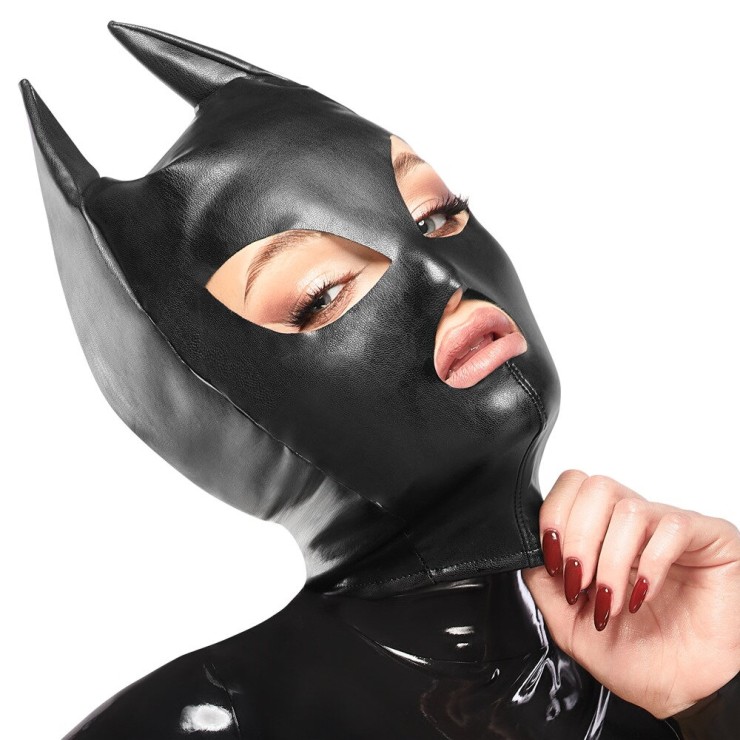 MASCHERA IN ECOPELLE SEXY DA GATTA CON ZIP POSTERIORE
