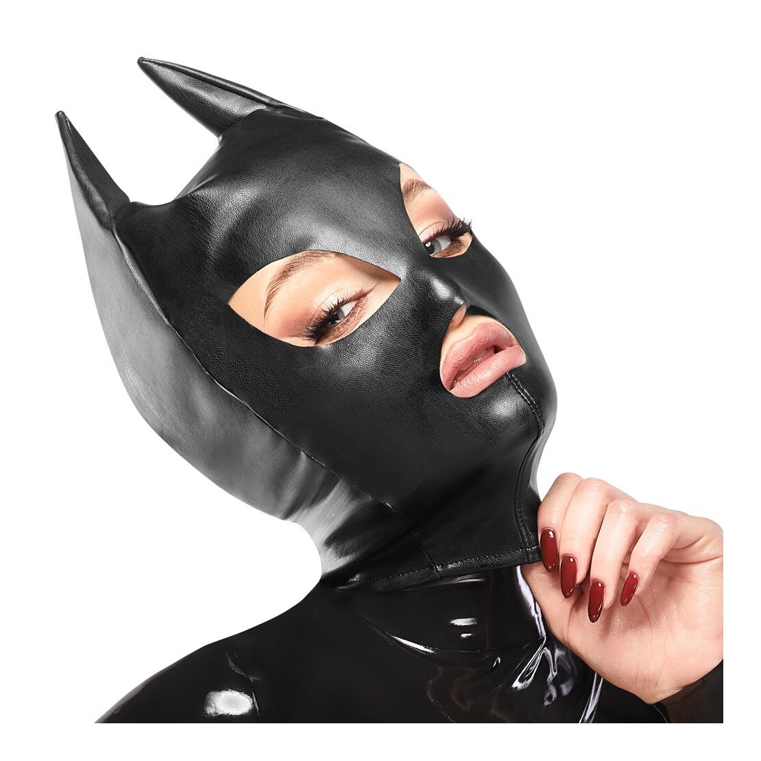 MASCHERA IN ECOPELLE SEXY DA GATTA CON ZIP...