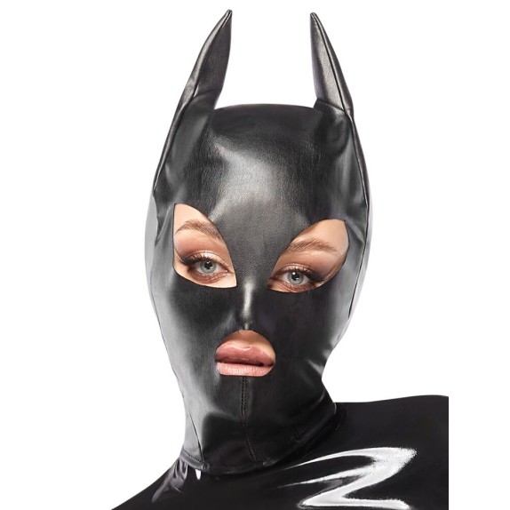 MASCHERA IN ECOPELLE SEXY DA GATTA CON ZIP POSTERIORE