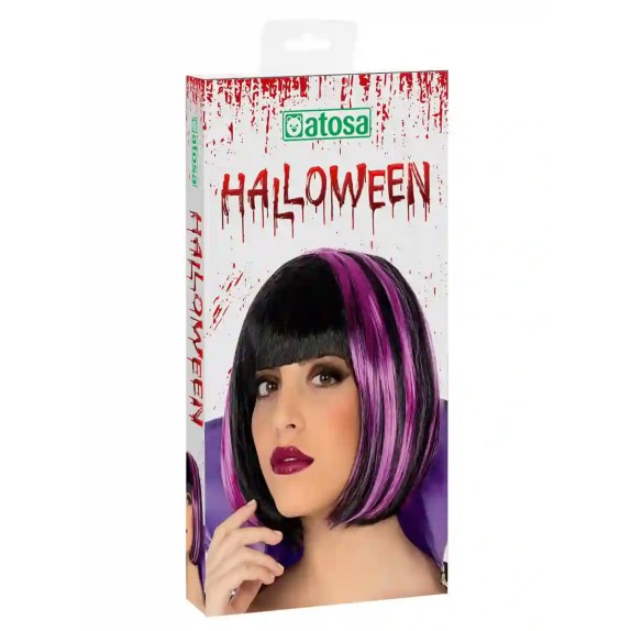copy of PARRUCCA A CASCHETTO ACCESSORIO HALLOWEEN NERA E VIOLA CON FRANGIA