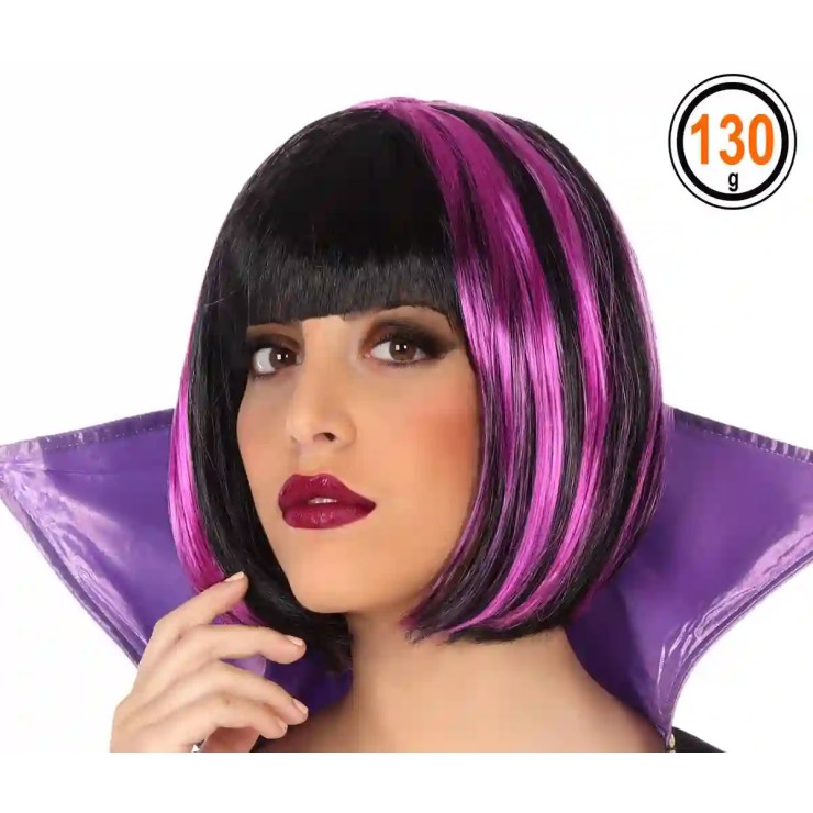 PARRUCCA A CASCHETTO SEXY ACCESSORIO HALLOWEEN NERA E...