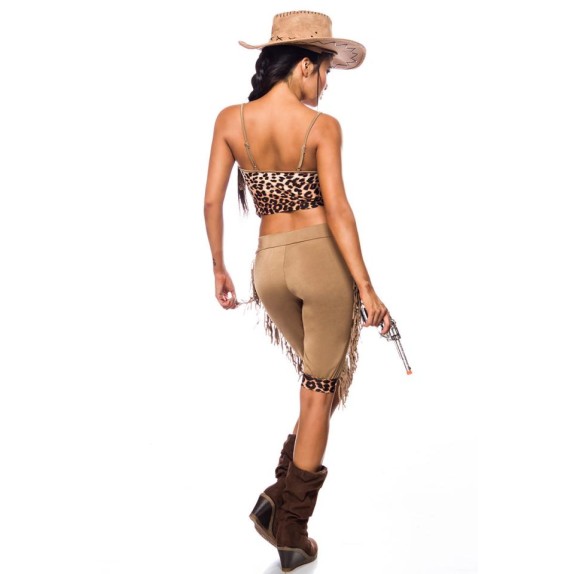 COSTUME TRAVESTIMENTO DA COWGIRL SELVAGGIA LEOPARDATA