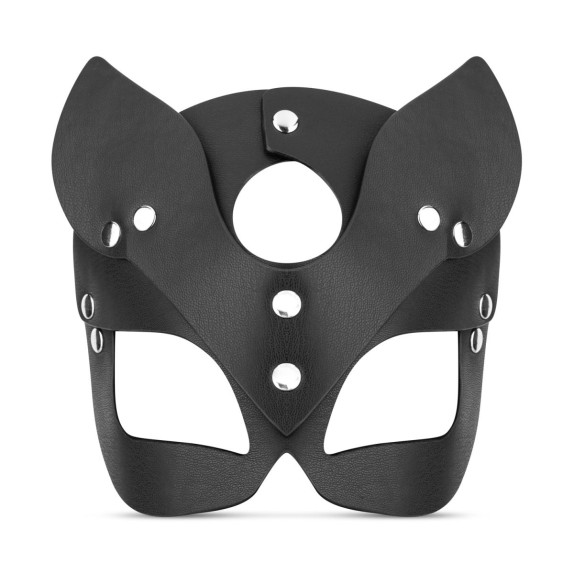 MASCHERA SEXY DA GATTINA IN FINTA PELLE CON ELASTICO E BORCHIE