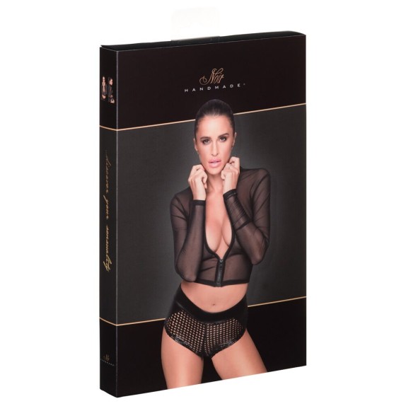MAGLIA SEXY IN MICRORETE CON CERNIERA APRIBILE TOP MANICA LUNGA