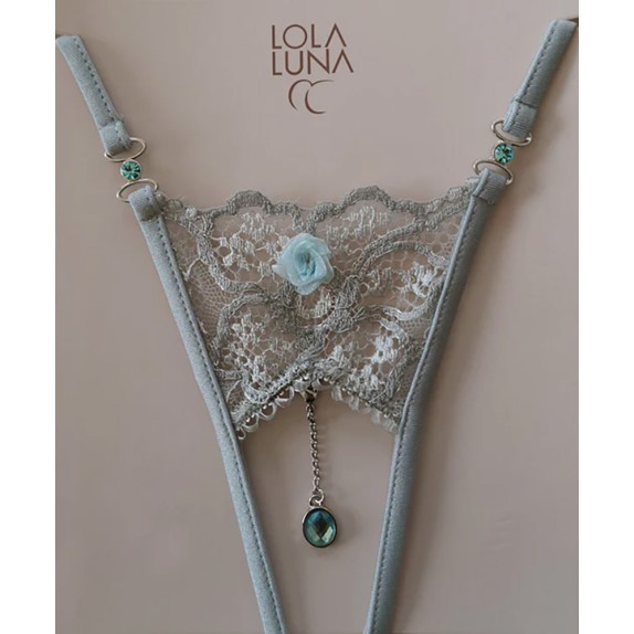 PERIZOMA SEXY PER DONNA APERTO DI QUALITA' TOP IN PIZZO GRIGIO LOLA LUNA SALSA