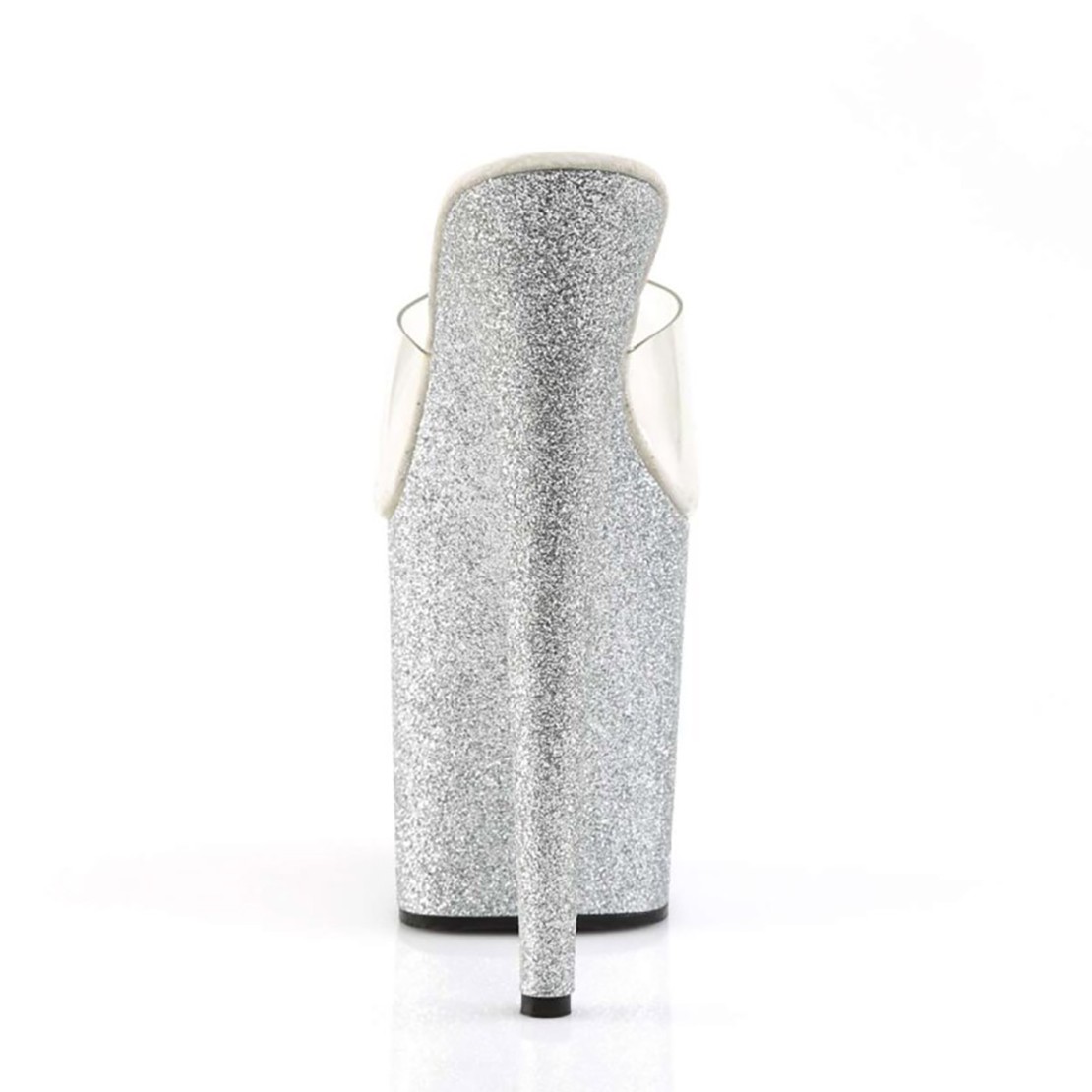 SANDALI SEXY 20 CM CON GLITTER ARGENTO