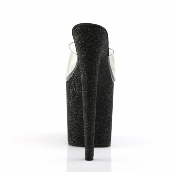 SANDALI SEXY TACCO 20 CM CON GLITTER NERI