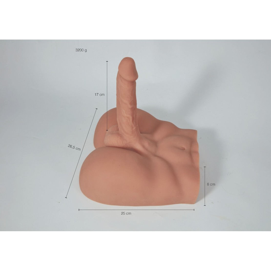 MASTURBATORE PENE DI UOMO 17 CM CON BACINO E...