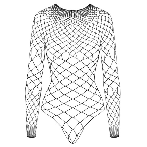 BODY SEXY PER DONNA A RETE LARGA CON STRASS E MANICA LUNGA