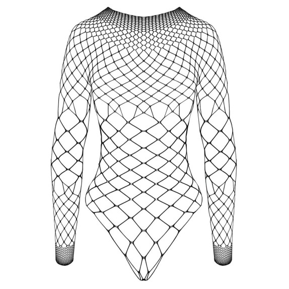 BODY SEXY PER DONNA A RETE LARGA CON STRASS E MANICA LUNGA