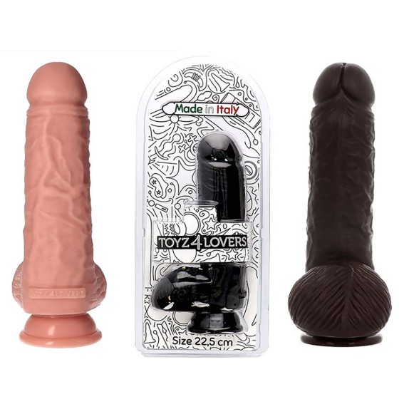 FALLO REALISTICO IN PVC CON TESTICOLI NERO O CARNE ULISSE XXL 22,5 CM