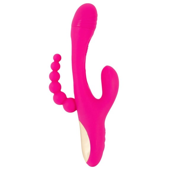 SEX TOY 3IN1 PER DONNA LINGUA INTERNA CON VIBRAZIONE SU CLITORIDE E PALLINE ANALI SMILE