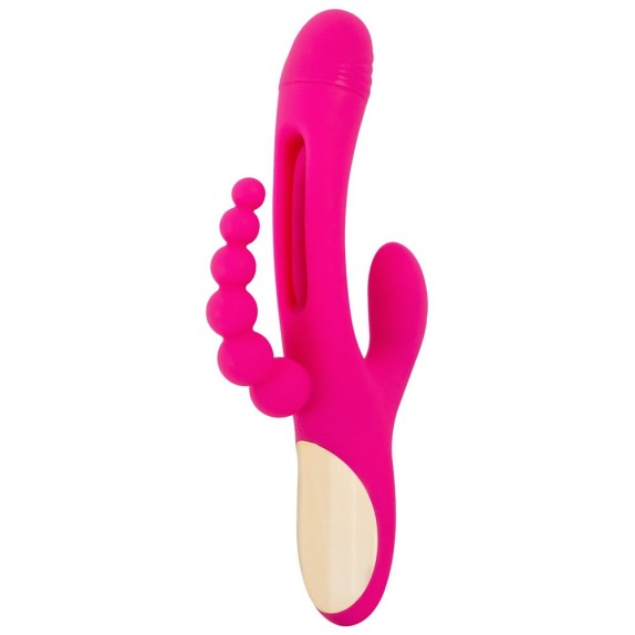 SEX TOY 3IN1 PER DONNA LINGUA INTERNA CON VIBRAZIONE SU CLITORIDE E PALLINE ANALI SMILE
