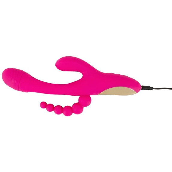 SEX TOY 3IN1 PER DONNA LINGUA INTERNA CON VIBRAZIONE SU CLITORIDE E PALLINE ANALI SMILE