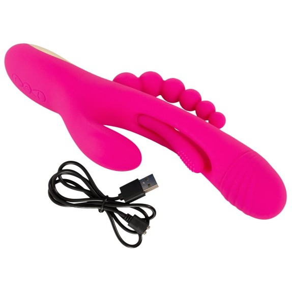 SEX TOY 3IN1 PER DONNA LINGUA INTERNA CON VIBRAZIONE SU CLITORIDE E PALLINE ANALI SMILE