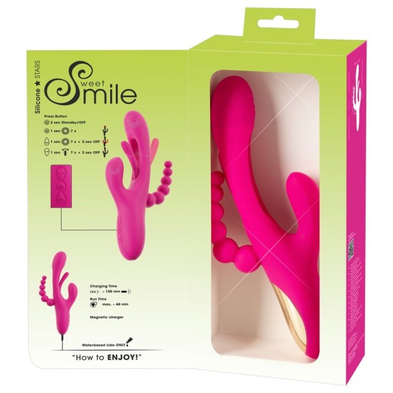 SEX TOY 3IN1 PER DONNA LINGUA INTERNA CON VIBRAZIONE SU CLITORIDE E PALLINE ANALI SMILE