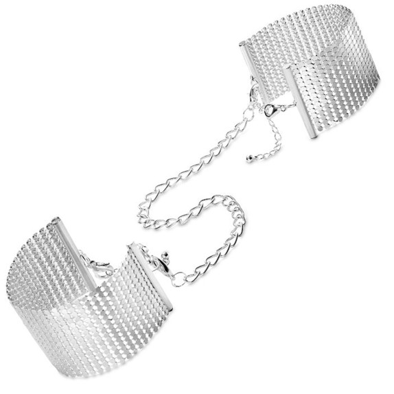 MANETTE GIOIELLO SEXY IN RETE METALLICA ARGENTO REGOLABILI BIJOUX INDISCRETS