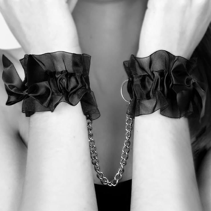 MANETTE SEXY VOLANT IN ORGANZA NERA PER DONNA BIJOUX...