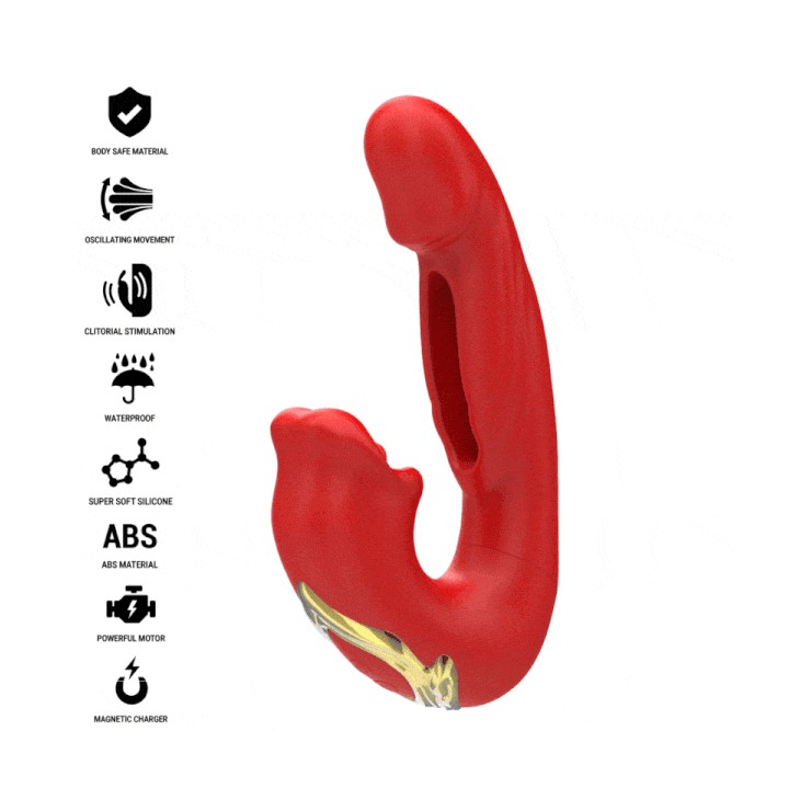 VIBRATORE CON LINGUA INTERNA PUNTO G & ESTERNA CLITORIDE...