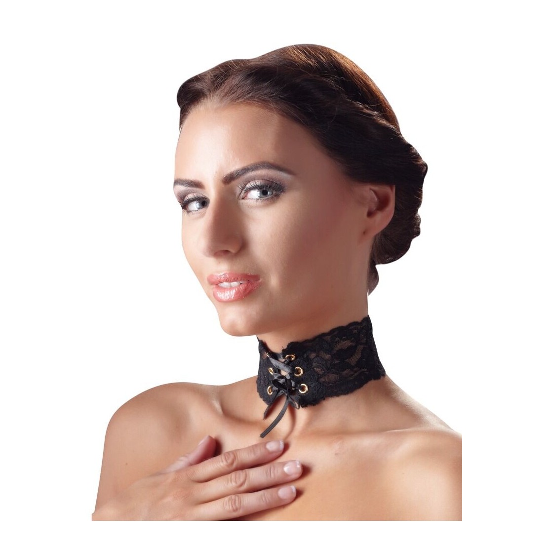 COLLARINO IN PIZZO SEXY NERO RICAMATO CON...