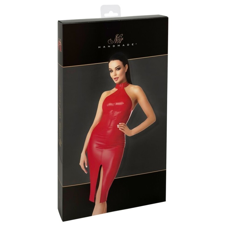 ABITO SEXY PER DONNA IN SPANDEX ROSSO OPACO CON ZIP E...