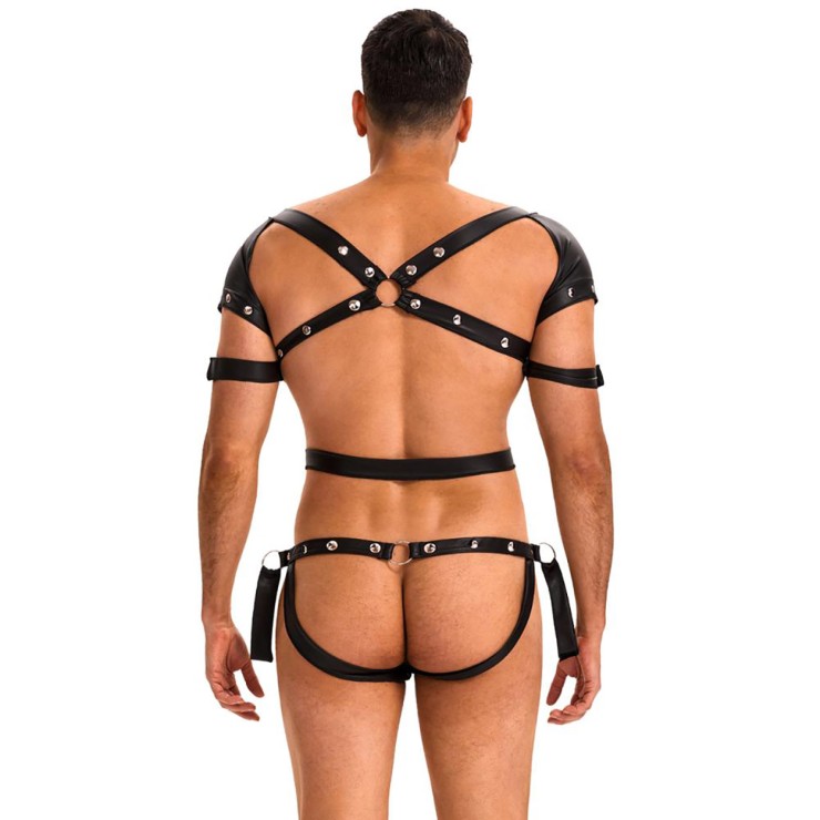 BODY HARNESS SEXY UOMO BORCHIATO CON MANETTE E ZIP SULLA... 2