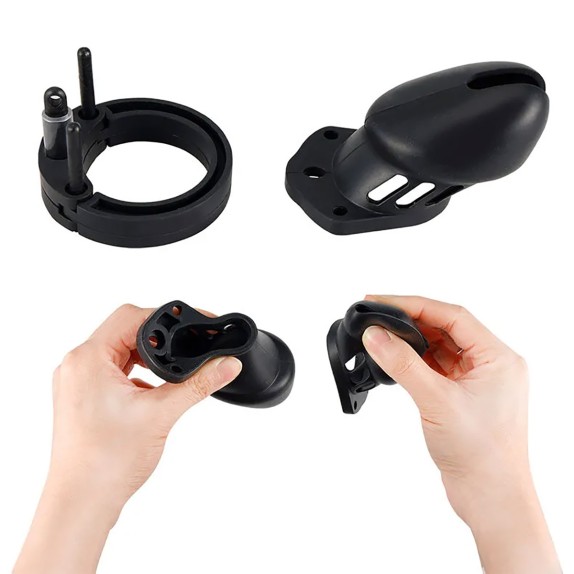 SET 2 PEZZI DI CINTURA DI CASTITA' PER UOMO IN SILICONE DENIAL CAGE