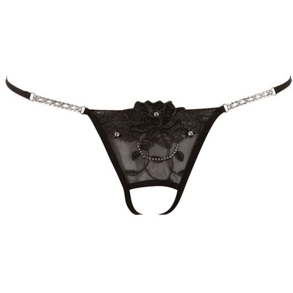 PERIZOMA APERTO SEXY IN TULLE E PIZZO FLOREALE CON STRASS LUXURY EDITION