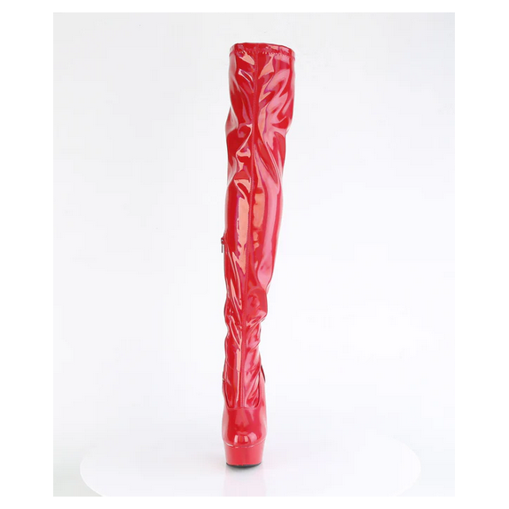 STIVALE ALTO ROSSO SEXY IN VERNICE TACCO 15 CM PLEASER