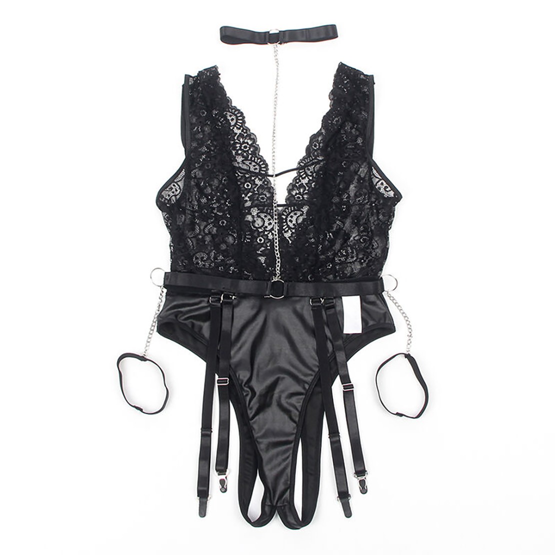 BODY APERTO SEXY PER DONNA CON REGGICALZE E...