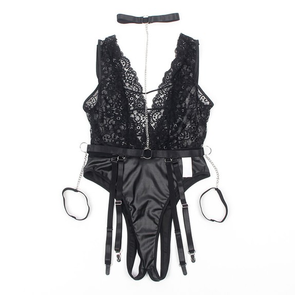 BODY APERTO SEXY PER DONNA CON REGGICALZE E ACCESSORI SUBBLIME
