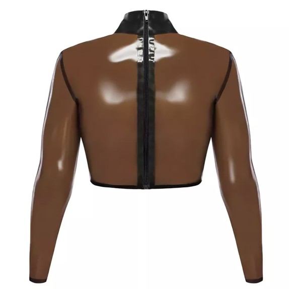 LATEX TRASPARENTE TOP MANICA LUNGA SEXY DONNA TRASPARENTE CON CERNIERA