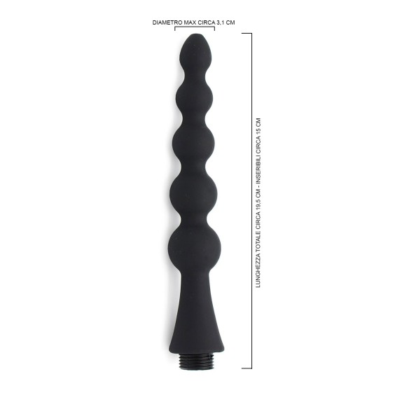 INNESTO DA DOCCIA IN SILICONE A PALLINE PER LA PULIZIA ANALE