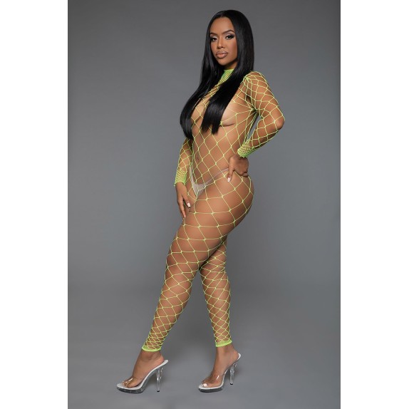 copy of BODYSTOCKING SEXY A RETE LARGA CON SCHIENA APERTA BLU & GIALLO FLUO