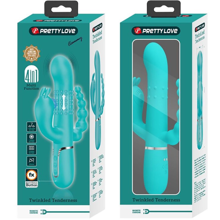 VIBRATORE RABBIT CON PALLINE ANALI E MOVIMENTO TWINKELED...