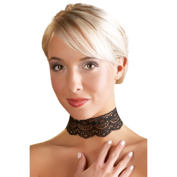 COLLARINO IN PIZZO NERO ELEGANTE CON CATENINA REGOLABILE