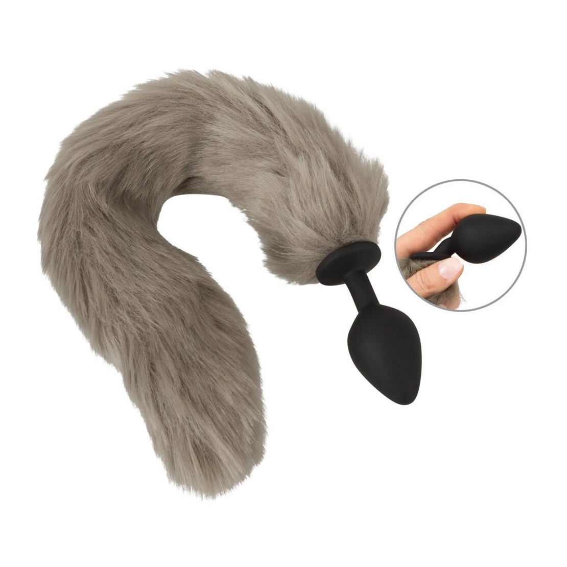 CODA DA VOLPE GRIGIA CON PLUG ANALE IN SILICONE...
